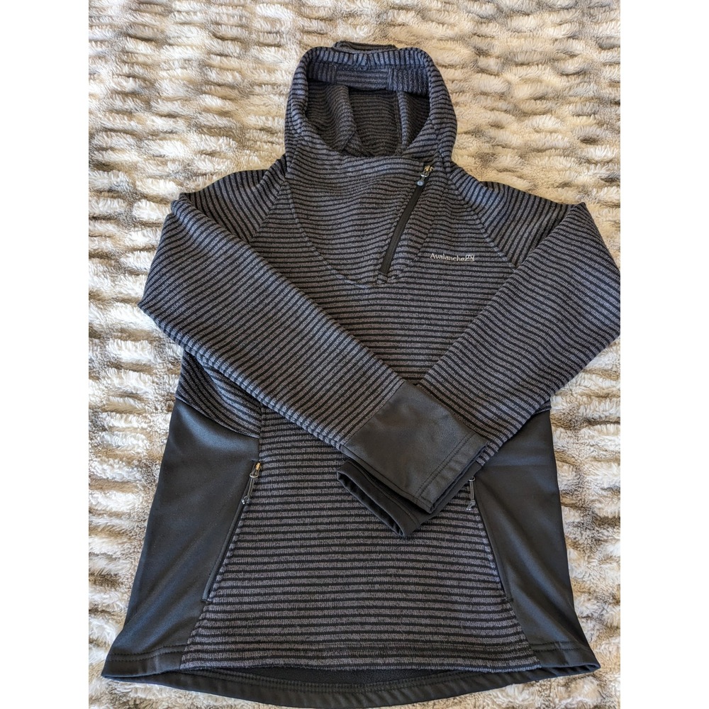 Avalanche Outdoor Supply Co Womens Grey Striped Asymmetric Quarter Zip Hoodie L